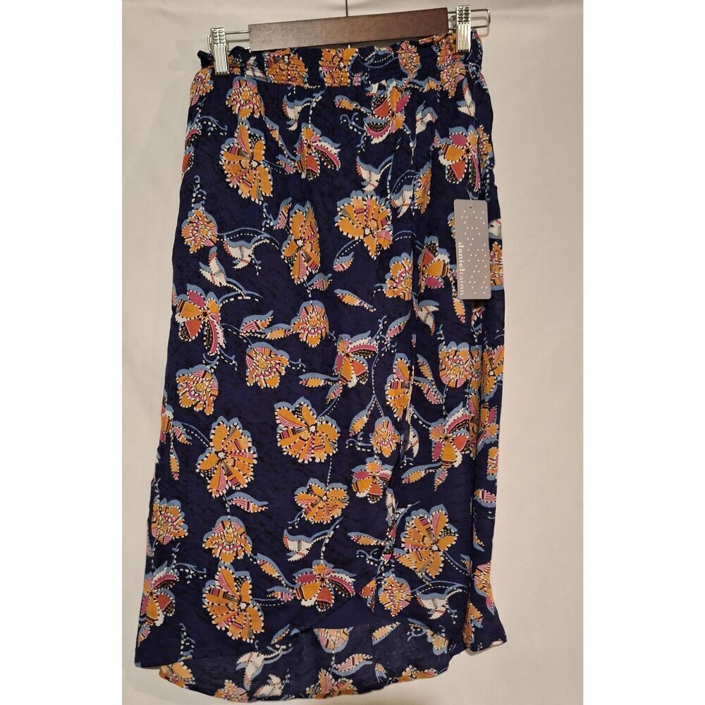 Daniel Rainn Womens Italia Midi Skirt Floral Indigo Size Small NEW